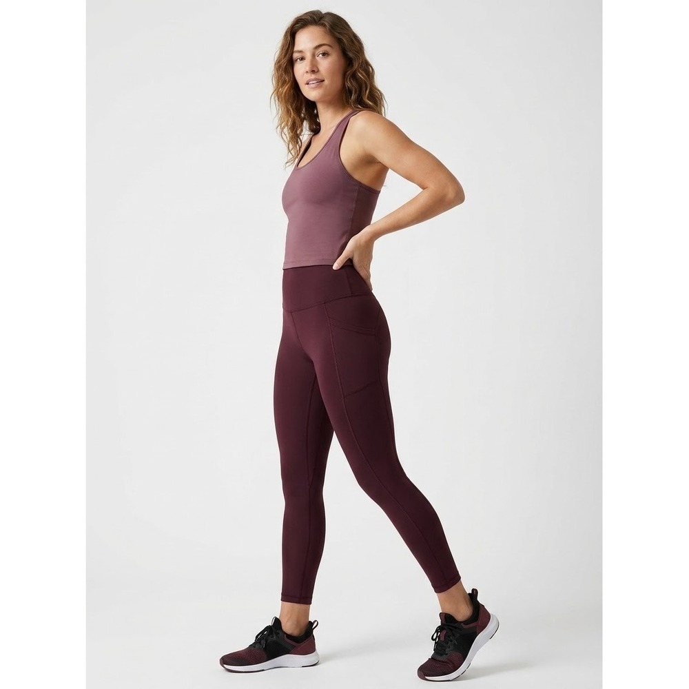 Athleta Salutation 7/8 Tight XS Burgundy Maroon High Rise Leggings 531321